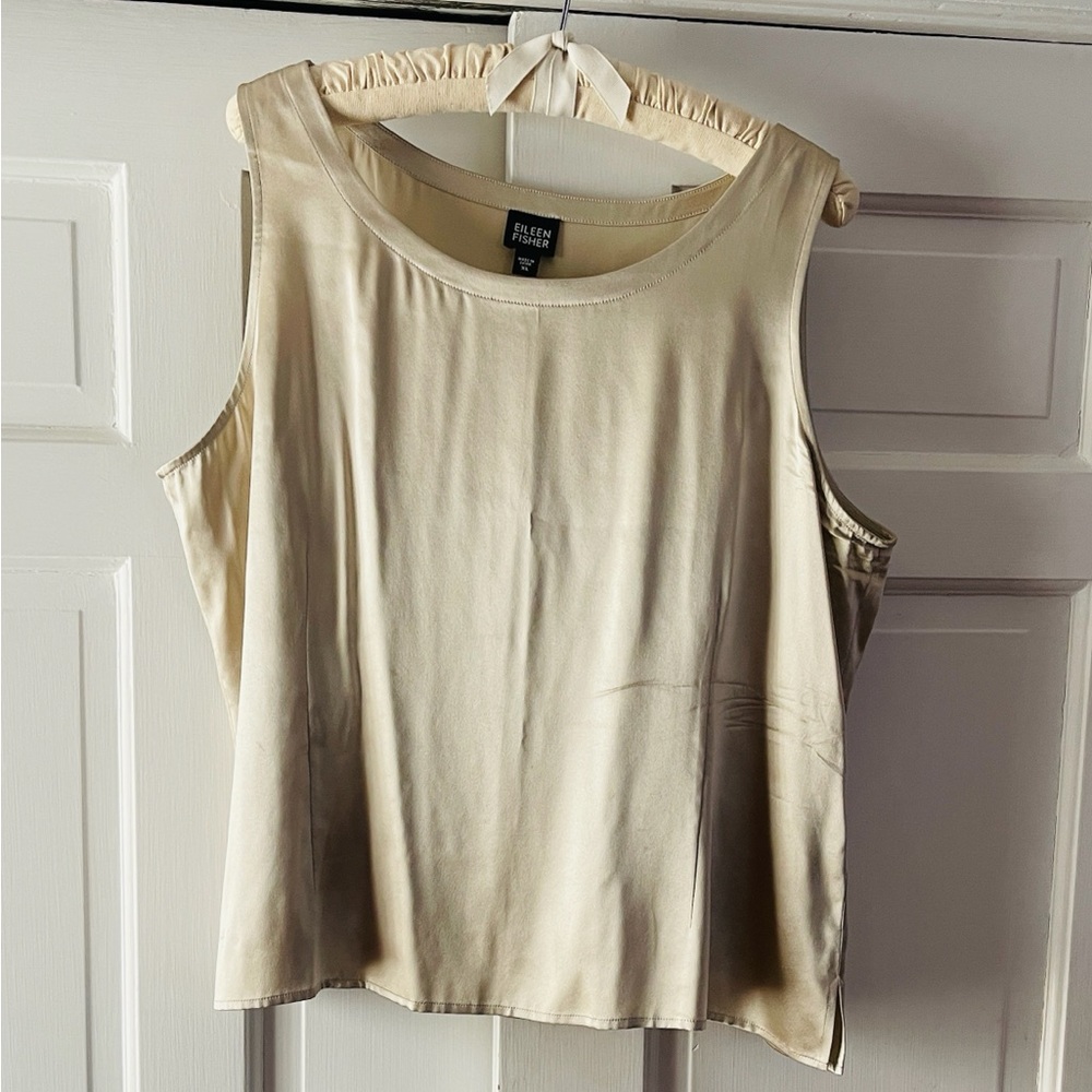 Eileen Fisher Cream Sleeveless silk Top